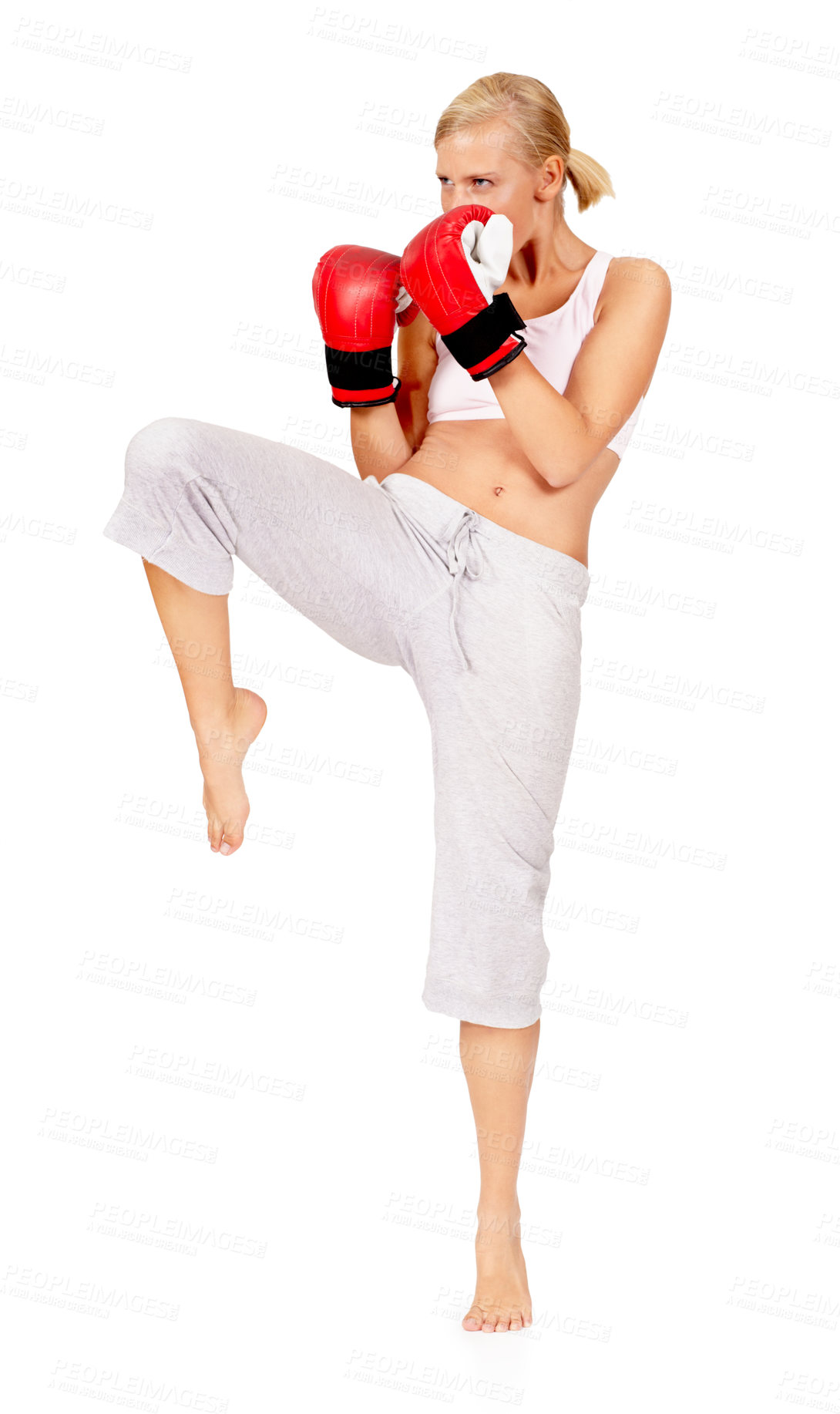 Buy stock photo Shot of a beautiful female boxer 