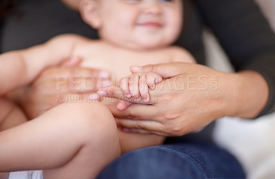 Buy stock photo Mother, baby and newborn for relax or love with development, nurture and bonding in nursery of home. Family, woman and infant with peace, support and happy for trust, care and motherhood in house