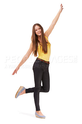 Buy stock photo Shot of a teen girl isolated on white