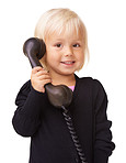 A cute blonde girl talking on a phone