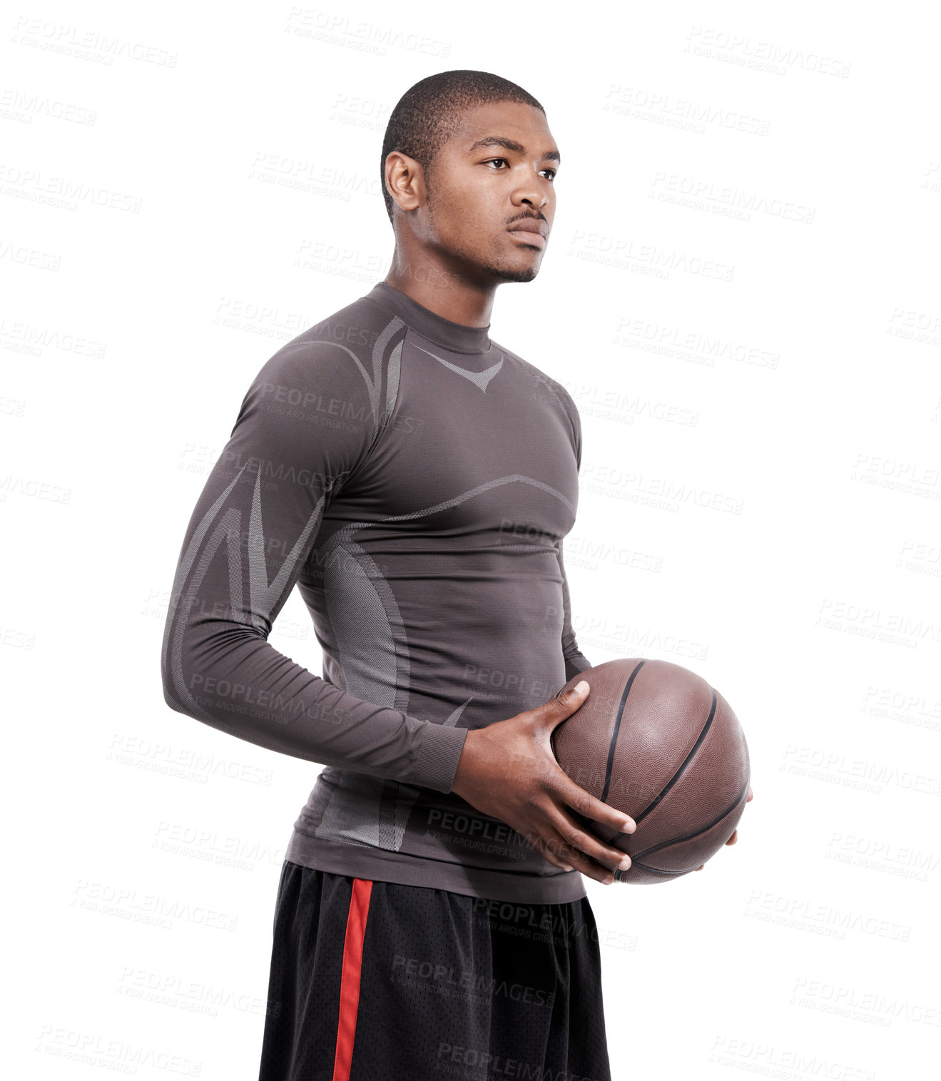 Buy stock photo A handsome young basketball player standing in the studio