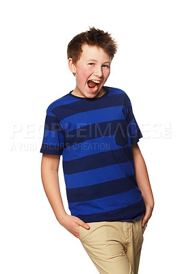 Buy stock photo Portrait of a young boy standing with his hands in his pockets