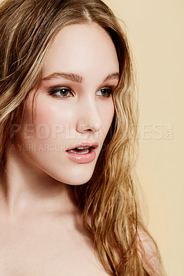 Buy stock photo Closeup image of a beautiful young woman