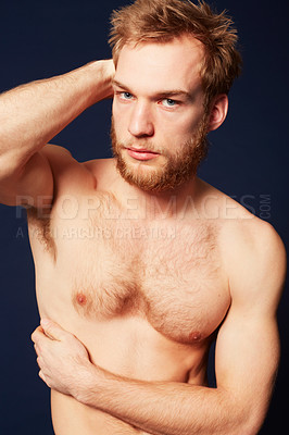 Buy stock photo Cropped view of a muscular man looking at the camera