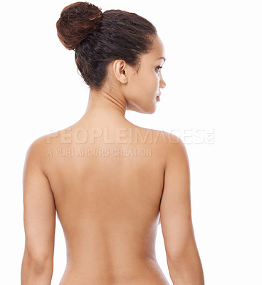 Buy stock photo Rearview of a young naked woman