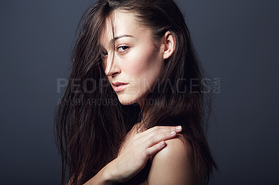 Buy stock photo Portrait of a beautiful brunette posing for the camera