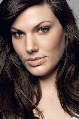 Buy stock photo Closeup studio portrait of an attractive model looking at the camera