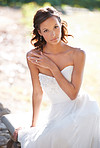 Having a quiet moment before walking down the isle