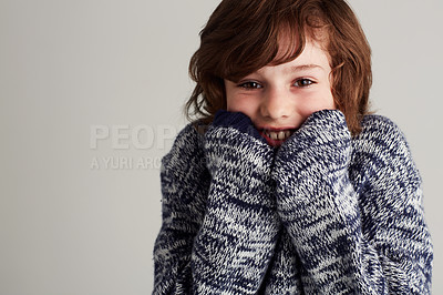 Buy stock photo Portrait of a young boy wearing a jersey