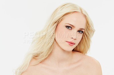 Buy stock photo Portrait of a beautiful blonde against a white background