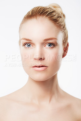 Buy stock photo Portrait of a beautiful blonde against a white background