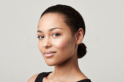 Buy stock photo Head shot of a beautiful ethnic woman with sleeked back hair