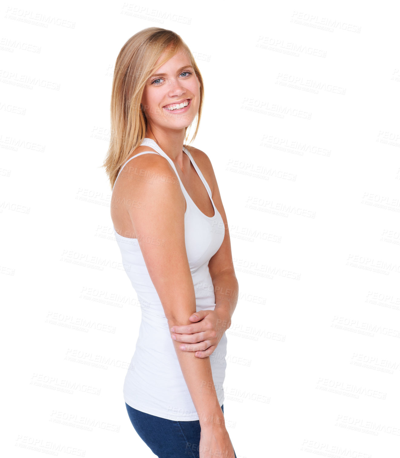 Buy stock photo Portrait of a beautiful and positive young woman