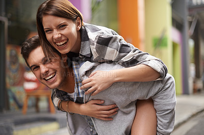 Buy stock photo A young couple outside