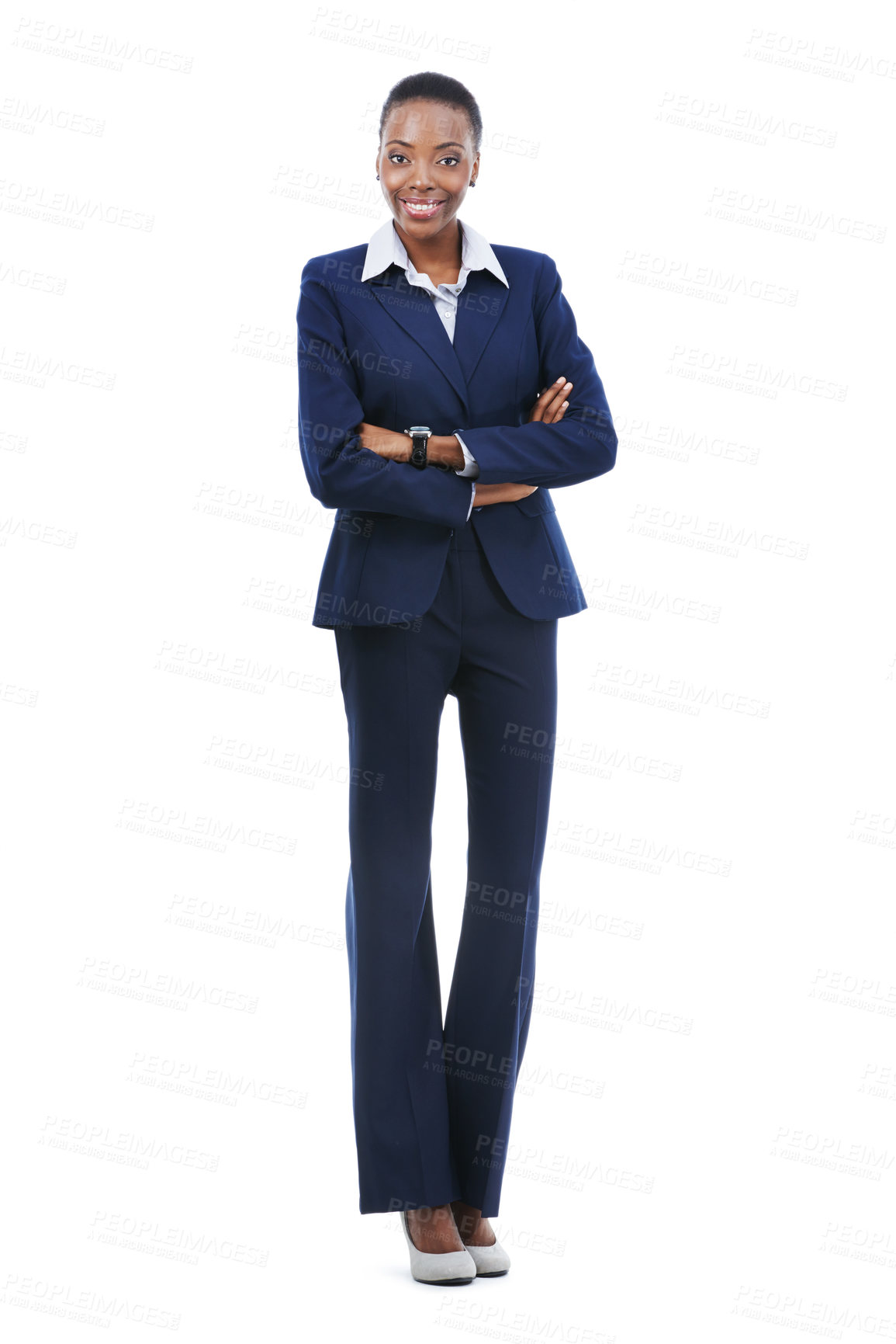 Buy stock photo A beautiful young african american businesswoman isolated on white