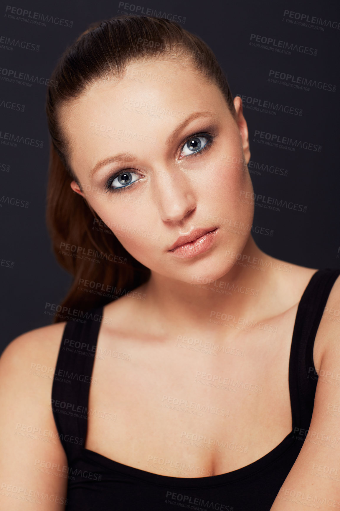 Buy stock photo Portrait of a pretty woman looking at the camera