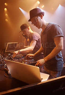 Buy stock photo A DJ performing at a concert