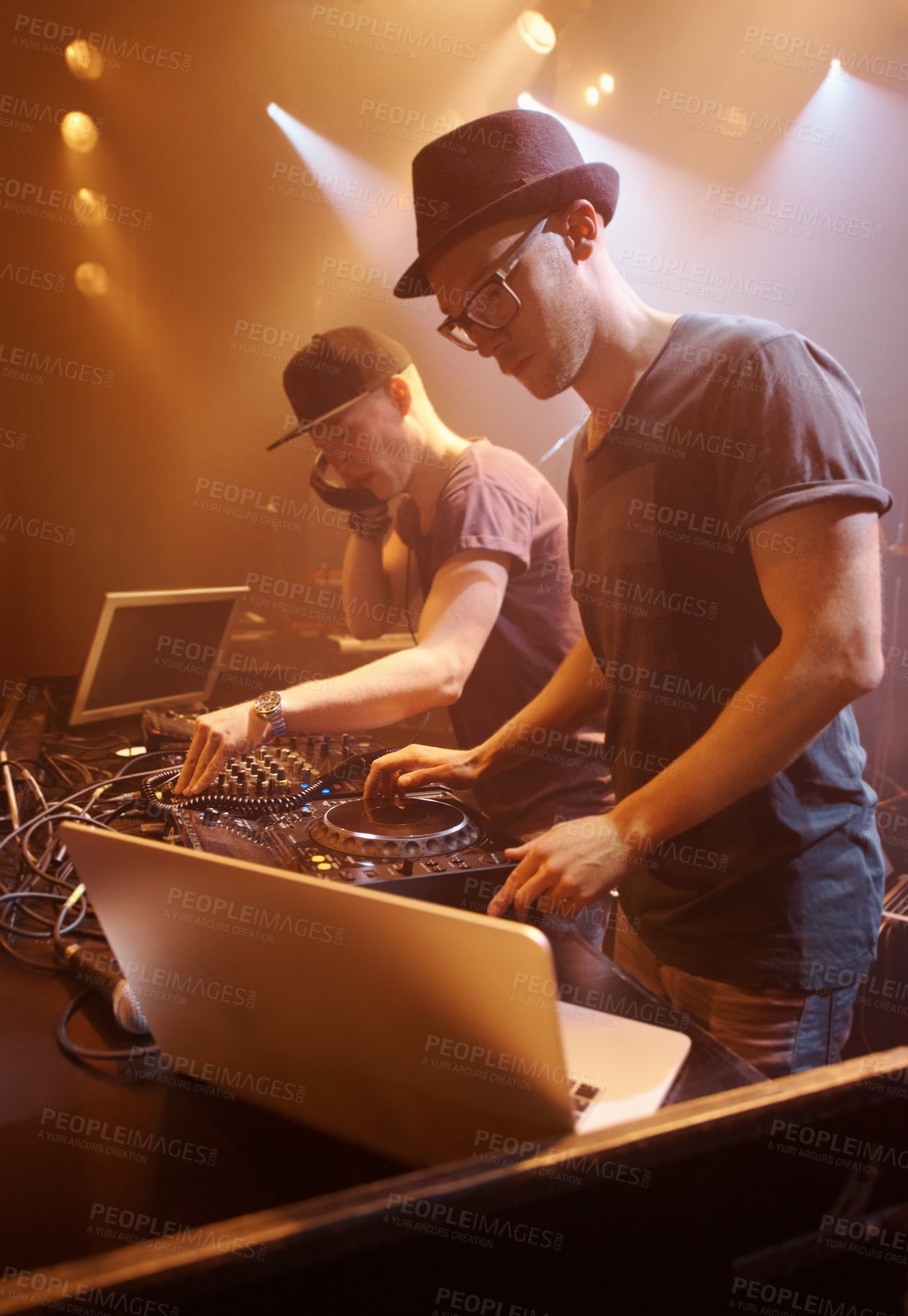 Buy stock photo A DJ performing at a concert