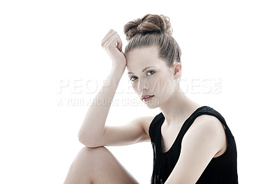 Buy stock photo Cropped studio shot of a young dancer isolated on white