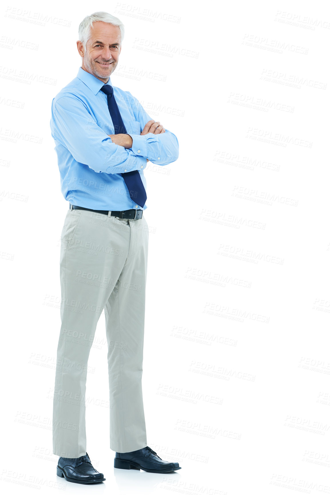 Buy stock photo Full length shot of a mature businessman on a white background