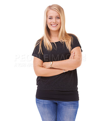Buy stock photo Portrait of a confident woman posing in the studio