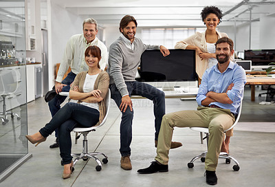 Buy stock photo Portrait of a group of dedicated and dynamic design professionals