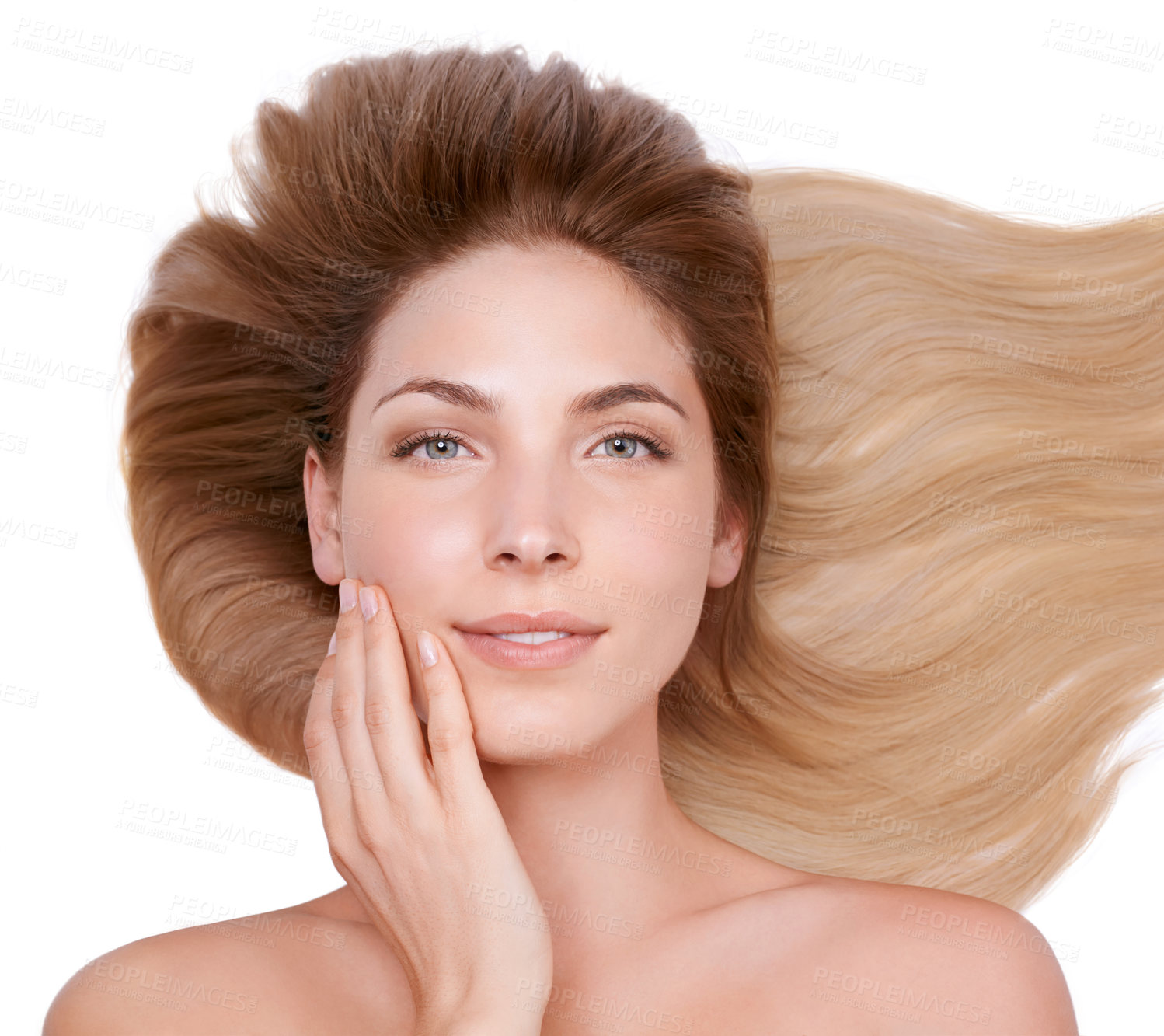 Buy stock photo Cropped shot of a blonde woman in the studio