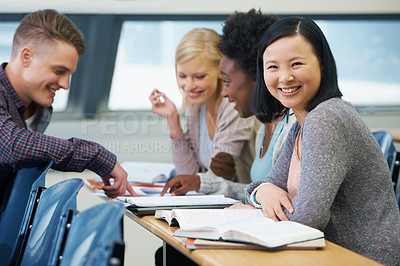Buy stock photo A group of students sitting in an exam room