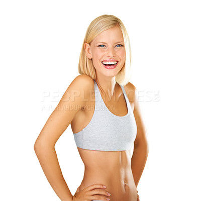Buy stock photo Cropped shot of a gorgeous young woman posing in the studio