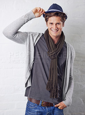 Buy stock photo A relaxed young man with comfortable style
