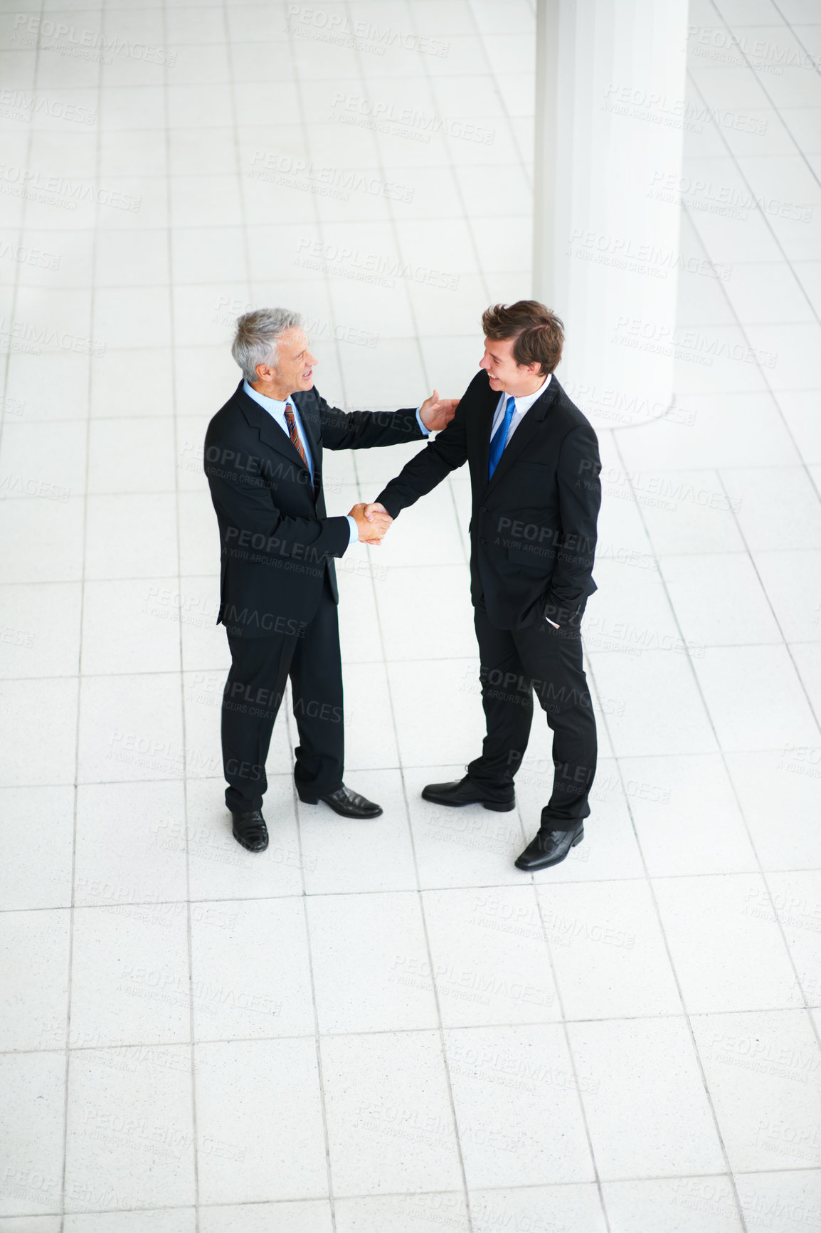 Buy stock photo Business people, shaking hands and thank you for interview in introduction, hello and opportunity. Partnership, onboarding and b2b in agreement, top view and promotion in office or collaboration