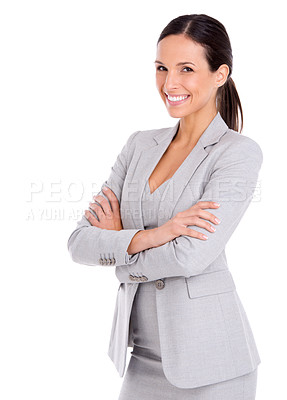 Buy stock photo Studio portrait of an attractive businesswoman isolated on white