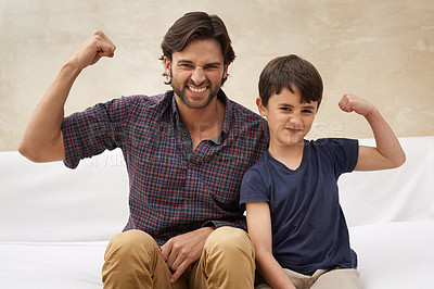 Buy stock photo Shot of father and son enjoying some quality time together