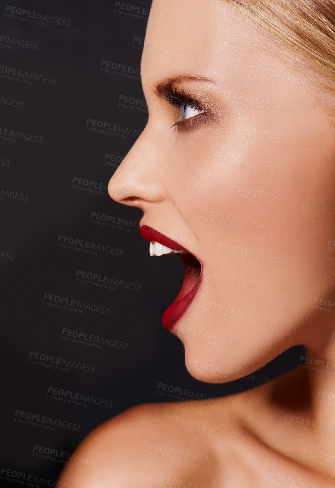 Buy stock photo Cropped shot of a beautiful young woman's face