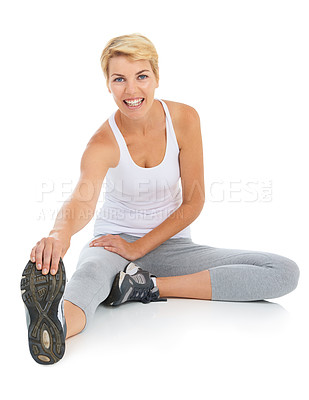 Buy stock photo Cropped shot of a sporty young woman isolated on white