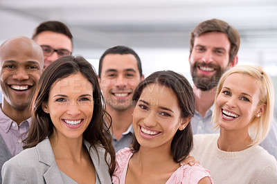 Buy stock photo Cropped shot of a group of positive businesspeople