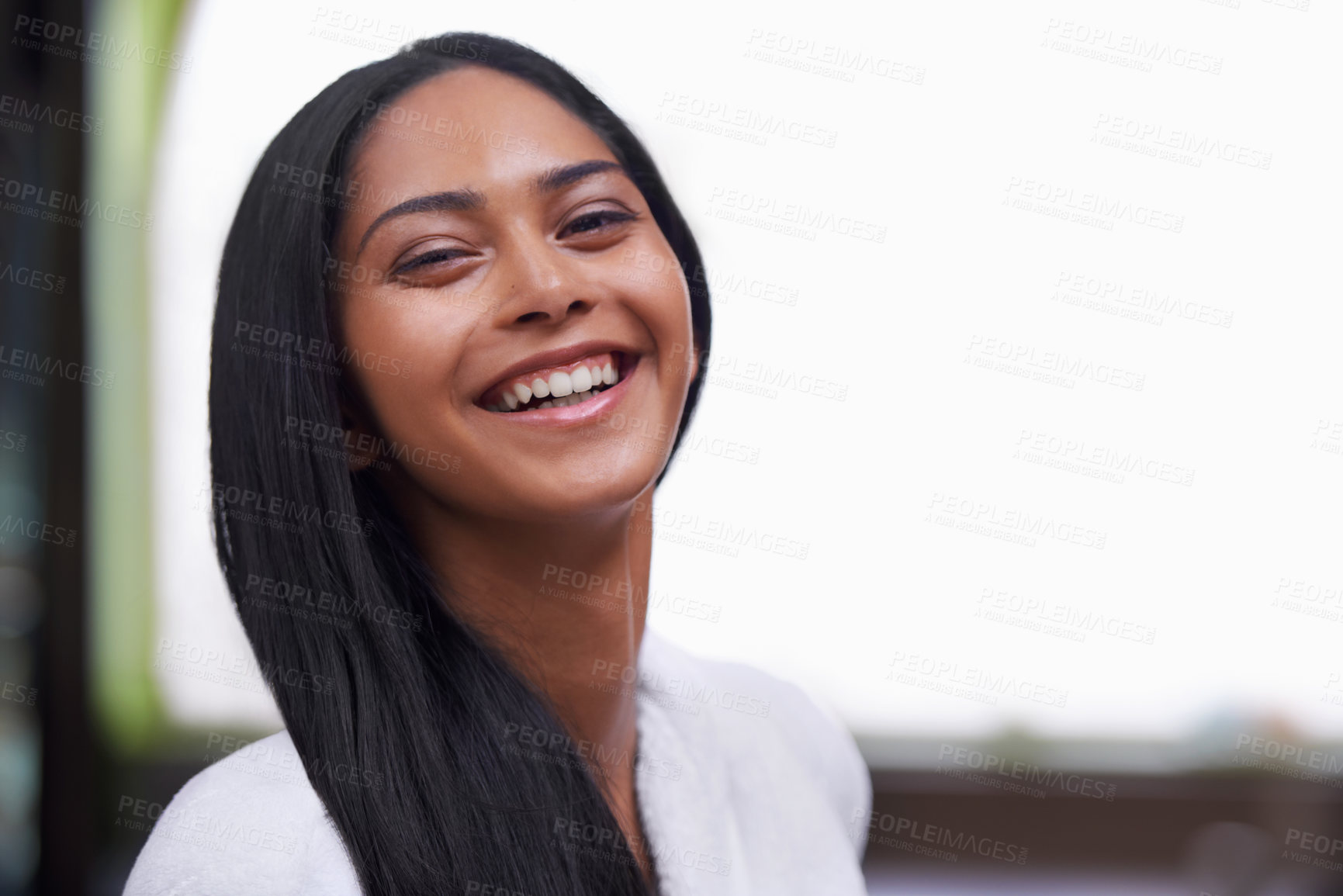 Buy stock photo Studio shot of a beautiful young woman in a bathroom