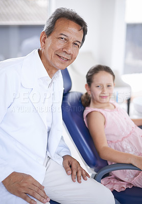 Buy stock photo A young girl at the dentist for a check-up