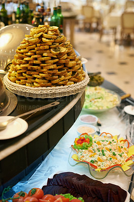 Buy stock photo A selection of stylishly presented dishes in a restaurant