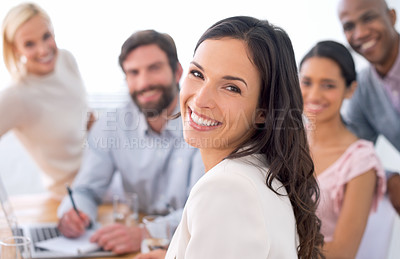 Buy stock photo Portrait of a diverse group of work colleagues