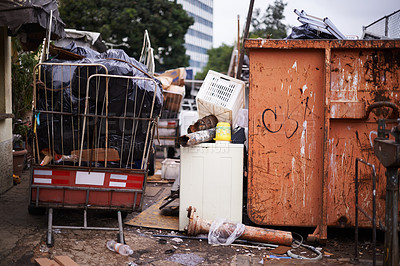 Buy stock photo Cropped shot of rubbish in the street