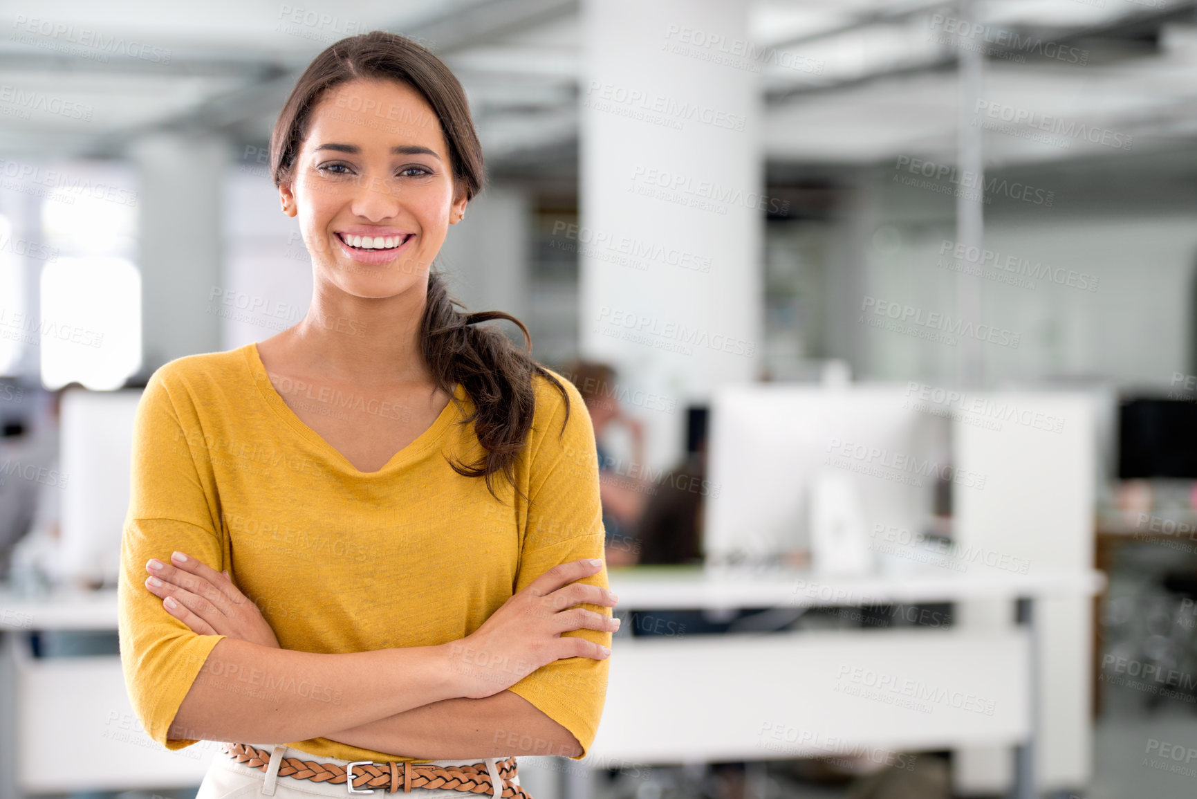 Buy stock photo Cropped shot of an attractive young businesswoman in the office