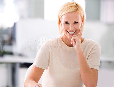 Buy stock photo Cropped portrait of an attractive young businesswoman in the office