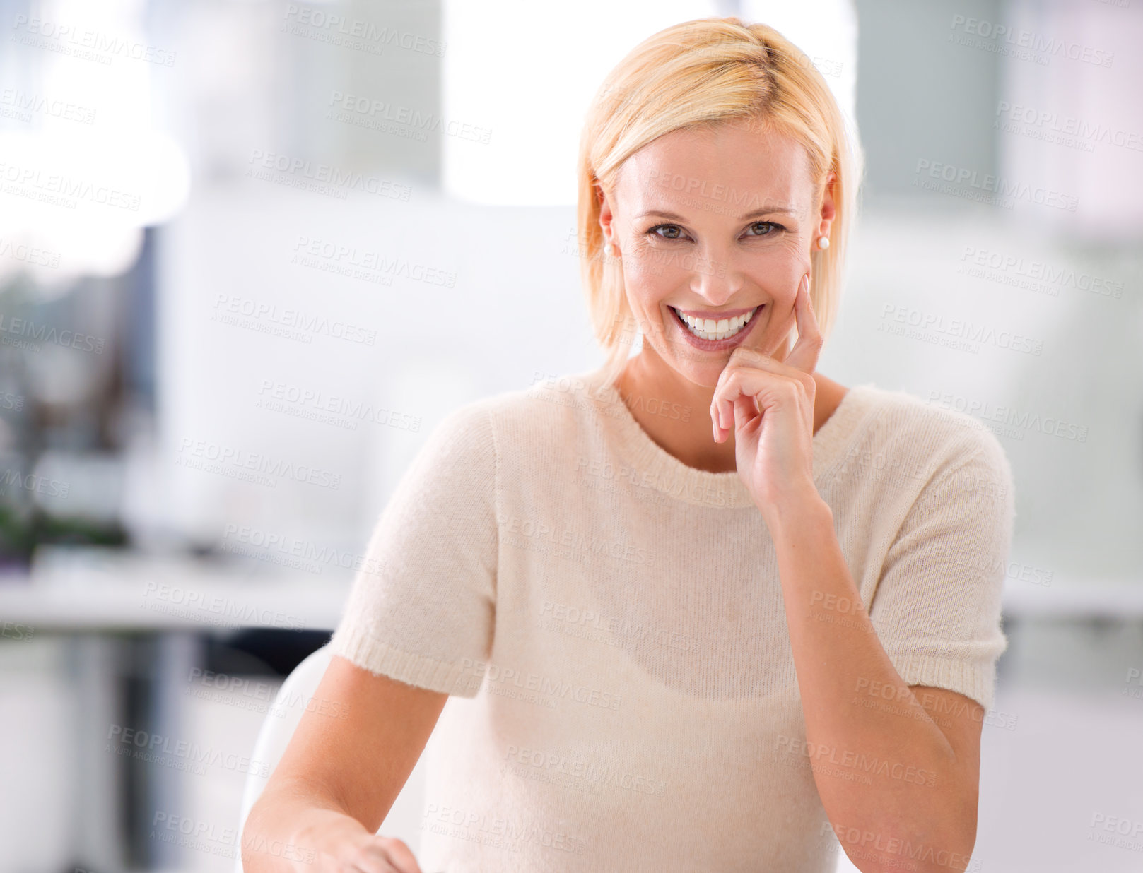 Buy stock photo Cropped portrait of an attractive young businesswoman in the office