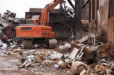 Buy stock photo Cropped shot of a pile of equipment and scrap metal