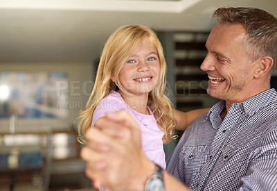 Buy stock photo Portrait of a father and daughter enjoying a dance together