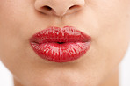 A glossy red pout
