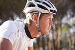 Taking his bike along the trails