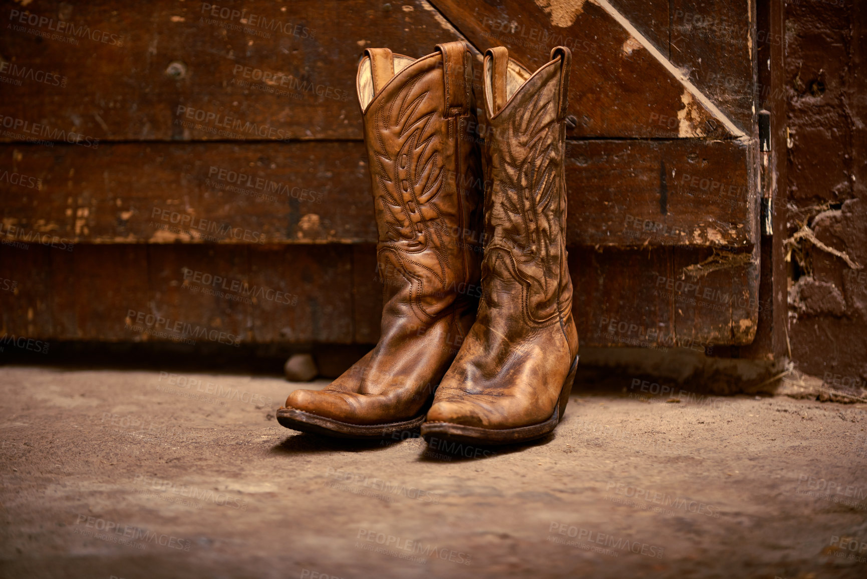 Buy stock photo Shot of a pair of cowboy boots