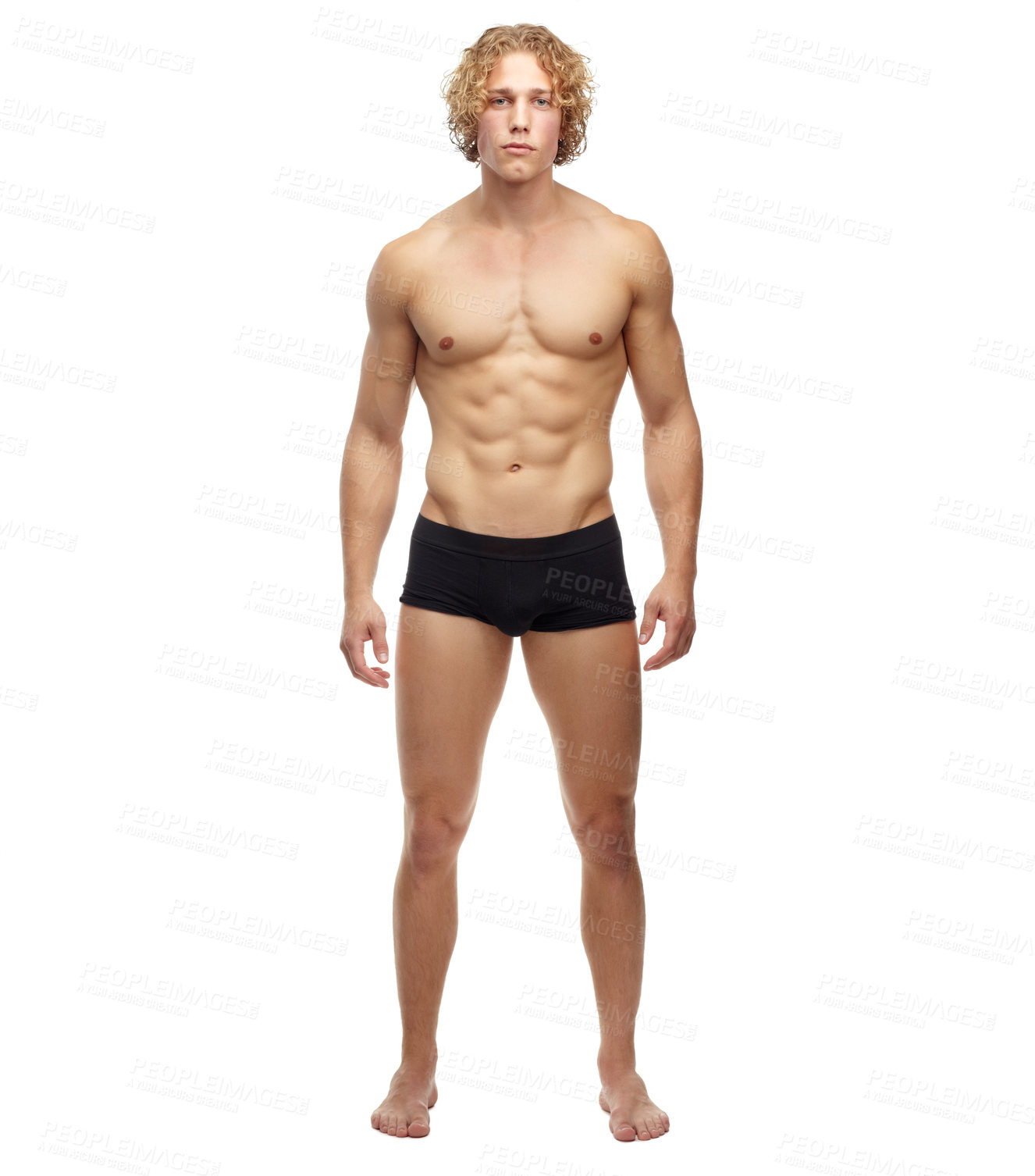 Buy stock photo A full length portrait of a muscular young man, isolated on white